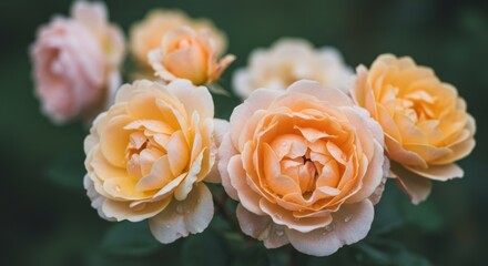 Peach and Pink Roses in Close Up