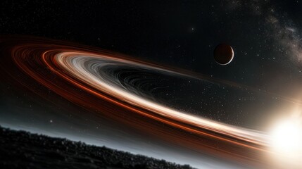 A cosmic view of a ringed planet system.
