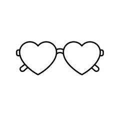 Heart-shaped sunglasses outline icon for love and style