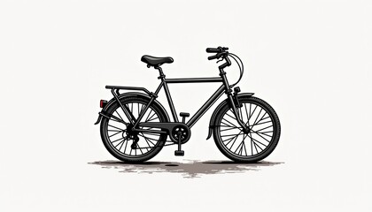 Fototapeta premium Stylized line art bicycle in side view with thick black outlines 