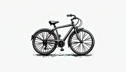 Obraz premium Stylized line art bicycle in side view with thick black outlines 