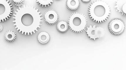 White Cogwheels: Interlocking Gears of Innovation and Teamwork