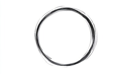 Abstract Circular Design: A Black Scribble Circle on White Background
