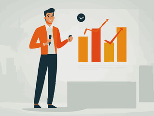  full-shot of a a person giving a keynote speech on stage at a business conference2