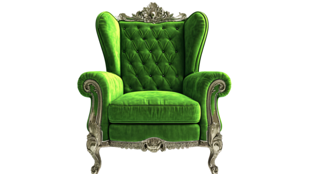 Modern Green Arm Chair Isolated on White Background for Interior Design Inspiration - Powered by Adobe