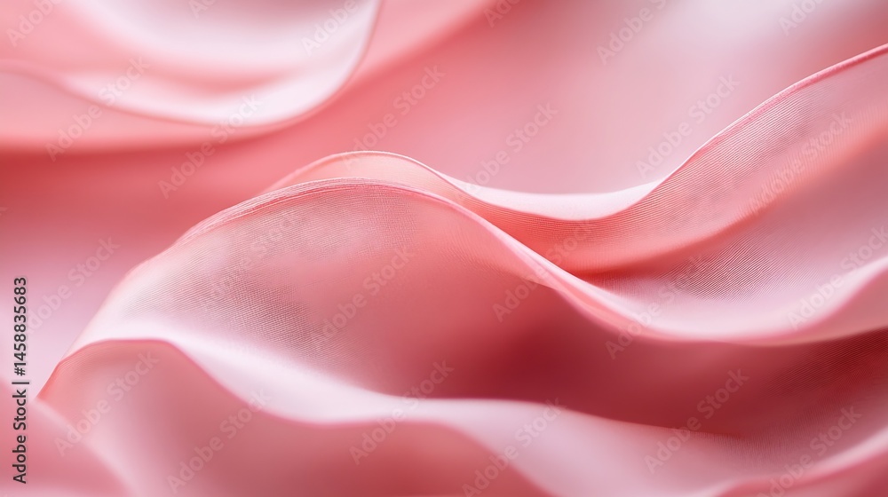 Poster Abstract pink fabric texture with soft, flowing waves and subtle light reflections, creating a luxurious and elegant visual. : Generative AI