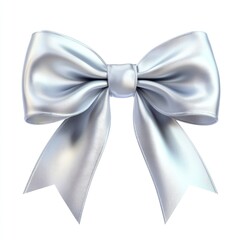 Naklejka premium A gift bow with a shiny silver texture is set against a transparent background