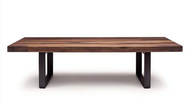 With its natural oak top and black metal leg, the minimalist writing desk is a prime example of contemporary style, beautifully isolated on a seamless white background