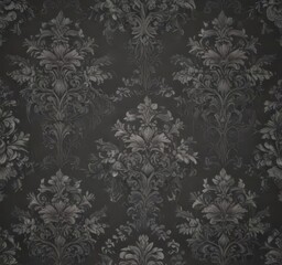 Fototapeta premium Subtle charcoal floral damask, luxurious texture, stylish pattern, dark, pattern