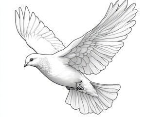 Obraz premium A transparent background provides the setting for a modern dove logo with a black outline
