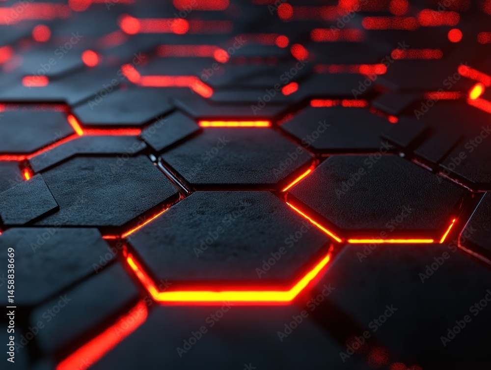 Aufkleber glowing red hexagonal pattern