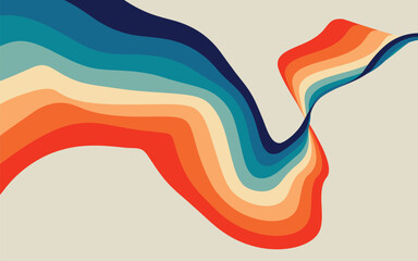 Abstract flowing ribbon design in vibrant retro tone
