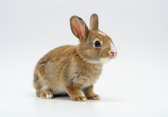 Adorable Brown Baby Bunny Rabbit Fluffy Soft Fur Small Pet Animal cute hare young white image photo