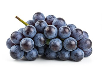 Fresh Juicy Black Grapes Cluster Isolated White Background Food Vine Wine Diet Fruit Sweet Image