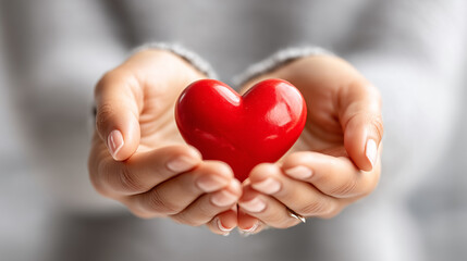Hands Holding Red Heart: Health Care Concept