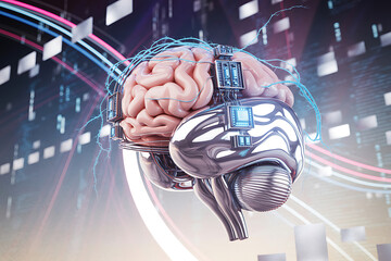 Futuristic Brain with Circuitry
