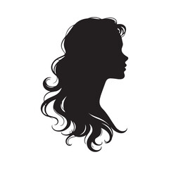 Elegant female face silhouette in profile with flowing hair, perfect for beauty and fashion brand logos.