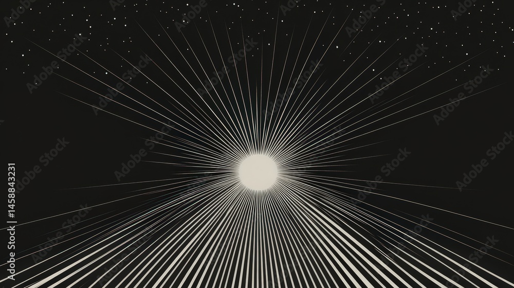 Poster a contemporary vector of thin, angled sun rays that subtly radiate from a central point, creating an