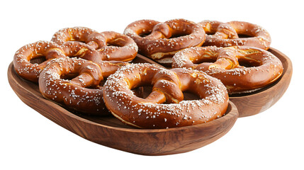 Delicious Soft Pretzels Arranged on Rustic Wooden Plate - Food Photography