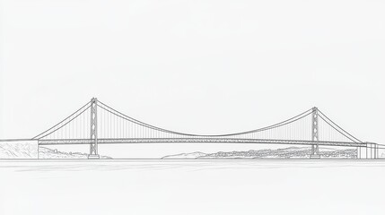 Fototapeta premium A minimalist illustration of a bridge is shown in simple lines, disappearing into the unknown