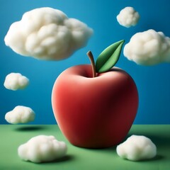 Obraz premium a giant apple made of plush with a smooth, velvety surface.