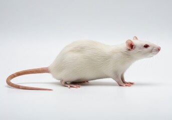 Albino Rat Profile View White Fur Small Animal Pet Rodent Paw Cute Side Pure Soft Tail Clean Mammal