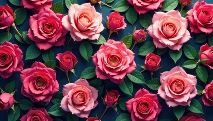 Fototapeta premium Intricate blooming roses in repeating pattern , seamless, blossom