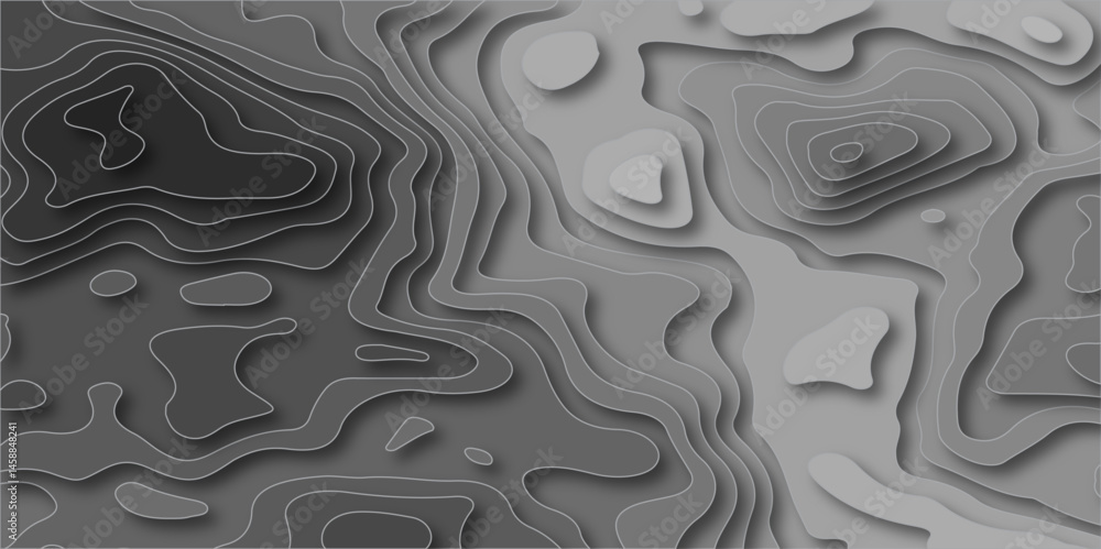 Poster abstract wavy line paper cut white background. topographic geometric map relief texture with curved 