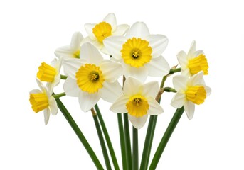 Beautiful White Daffodils Yellow Center Spring Flowers Bouquet Nature Fresh Plant Floral Petals