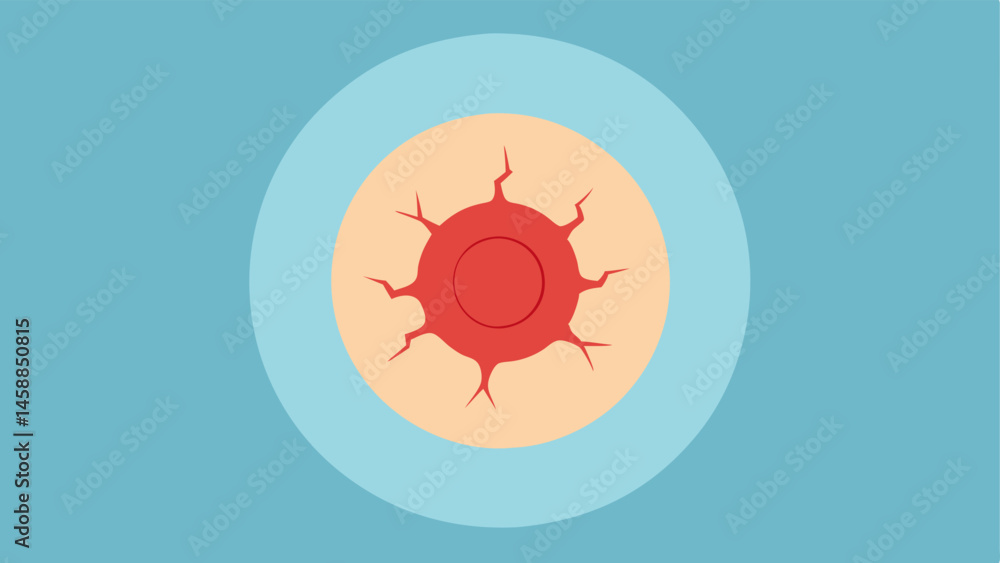 Poster inflammation circle a scar surrounded by jagged edges representing inflammation with exosomes enteri
