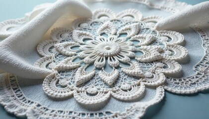 Obraz premium Intricate floral pattern lace doily, delicate texture, stylish, decorative