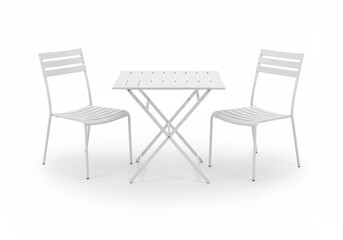 White Metal Bistro Set Elegant Patio Furniture Modern Design Outdoor Table Chairs home relax decor