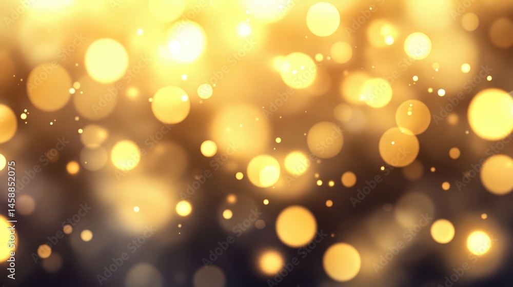 Aufkleber a soft-focus gold bokeh background with warm, glowing circles of light floating elegantly.