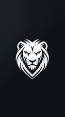 Bold, stylized graphic design of a lion's head.