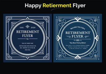 Retirement Flyer Design Template. Retirement Party Invitation Layout, square banner, and a4 poster, Retirement flyer template. Happy retirement party flyer design Happy retirement lunch party 