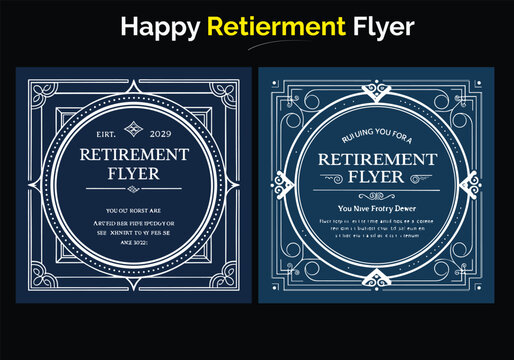 Retirement Flyer Design Template. Retirement Party Invitation Layout, square banner, and a4 poster, Retirement flyer template. Happy retirement party flyer design Happy retirement lunch party 