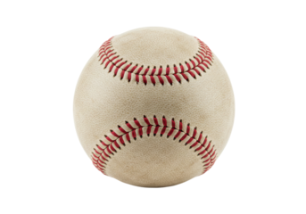 A weathered baseball poised against a void its red stitching narrating untold games