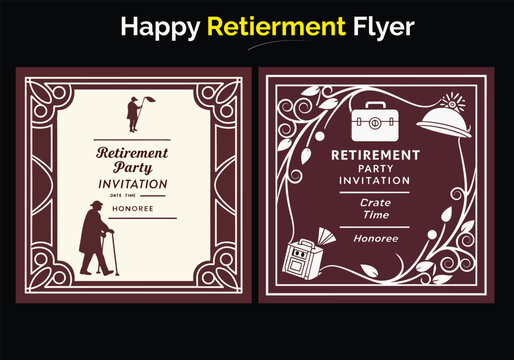 Retirement Flyer Design Template. Retirement Party Invitation Layout, square banner, and a4 poster, Retirement flyer template. Happy retirement party flyer design Happy retirement lunch party 
