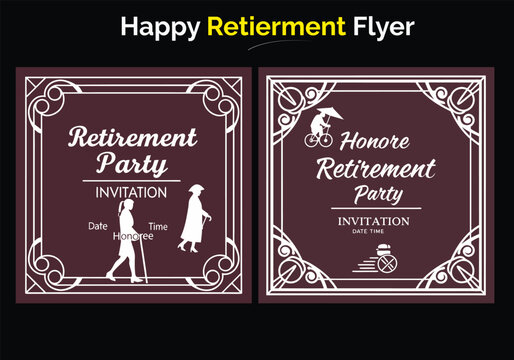 Retirement Flyer Design Template. Retirement Party Invitation Layout, square banner, and a4 poster, Retirement flyer template. Happy retirement party flyer design Happy retirement lunch party 
