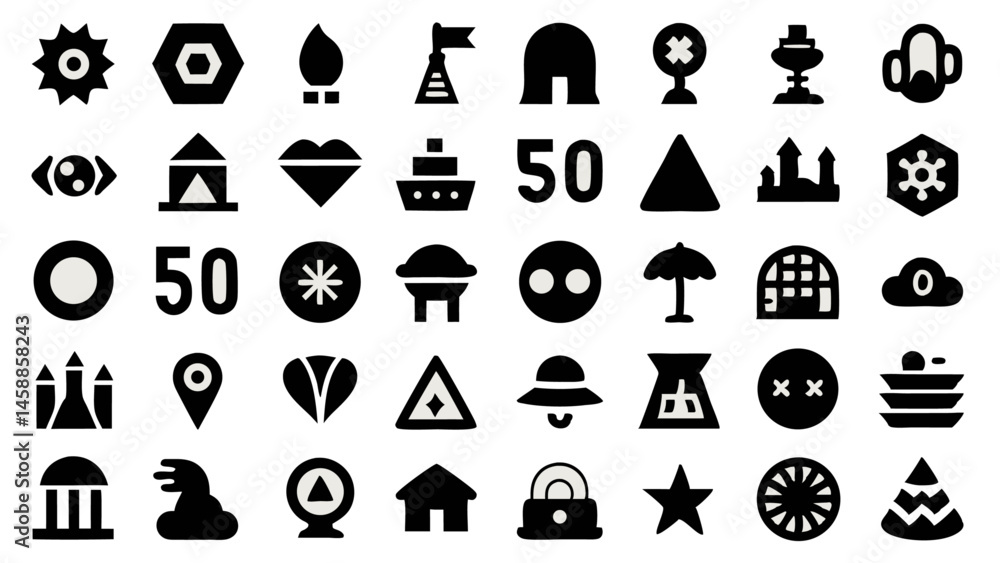 Poster unique visual representation of various user activities concepts and interface elements for intuitiv