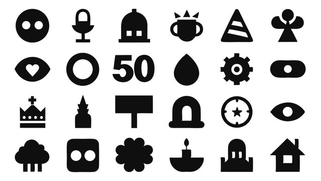 Diverse icon collection symbolizing different user actions elements and concepts in a clear visual format