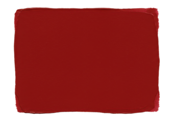 Crimson Square A bold red paint swatch with textured edges on black