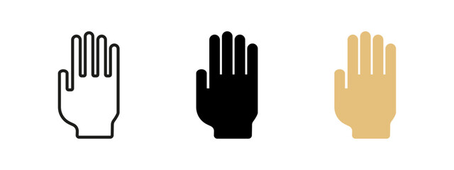 Fototapeta premium Hand icon. Open palm gesture vector illustration. Symbol of stop, warning or attention. Commonly used in user interfaces, safety instructions and human interaction contexts.
