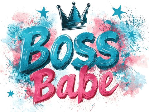 Colorful text art with crown and stars