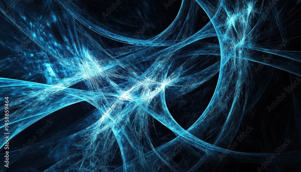 Aufkleber abstract swirling lines and glowing particles in shades of blue and white for a modern digital backg