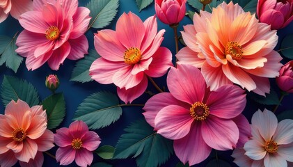 Overlapping petals create a lush, unbroken floral tapestry , continuous, meadow