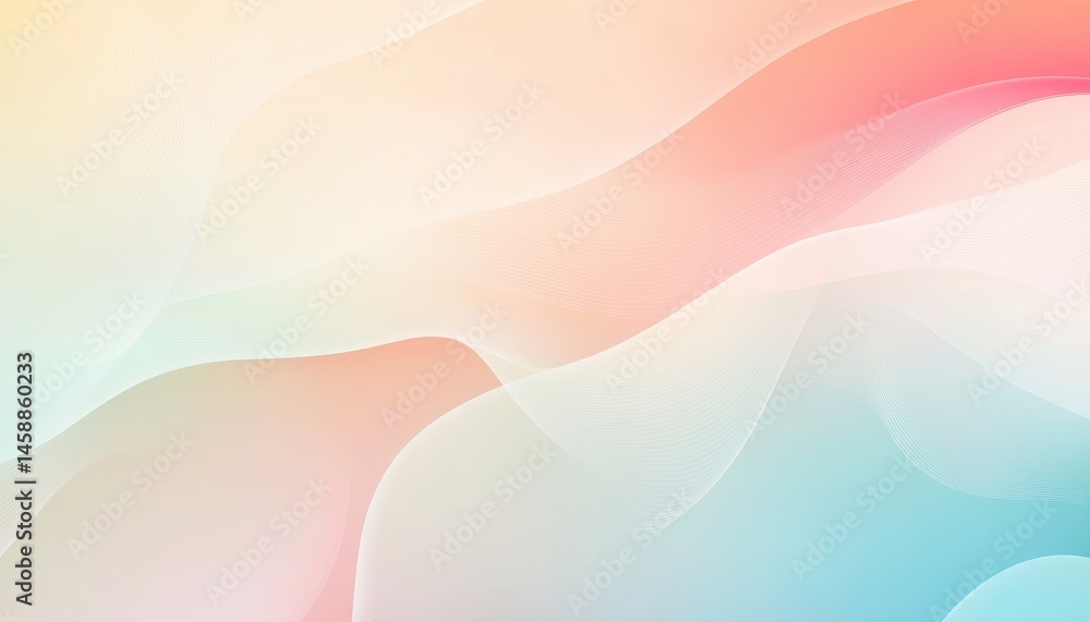 Fototapete Abstract Wave Background with Gradient Colors and Smooth Lines Featuring Soft Pastel Hues for Modern Design Presentation Template