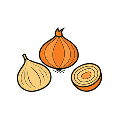 Onion line art vegetable vector illustration