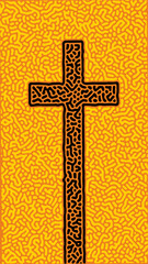 Vatican Cross Christianity Catholic Symbol in Abstract Pattern Background