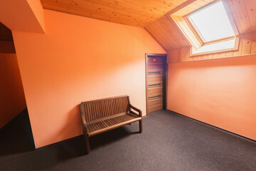 Interior of the hotel corridor by the room.